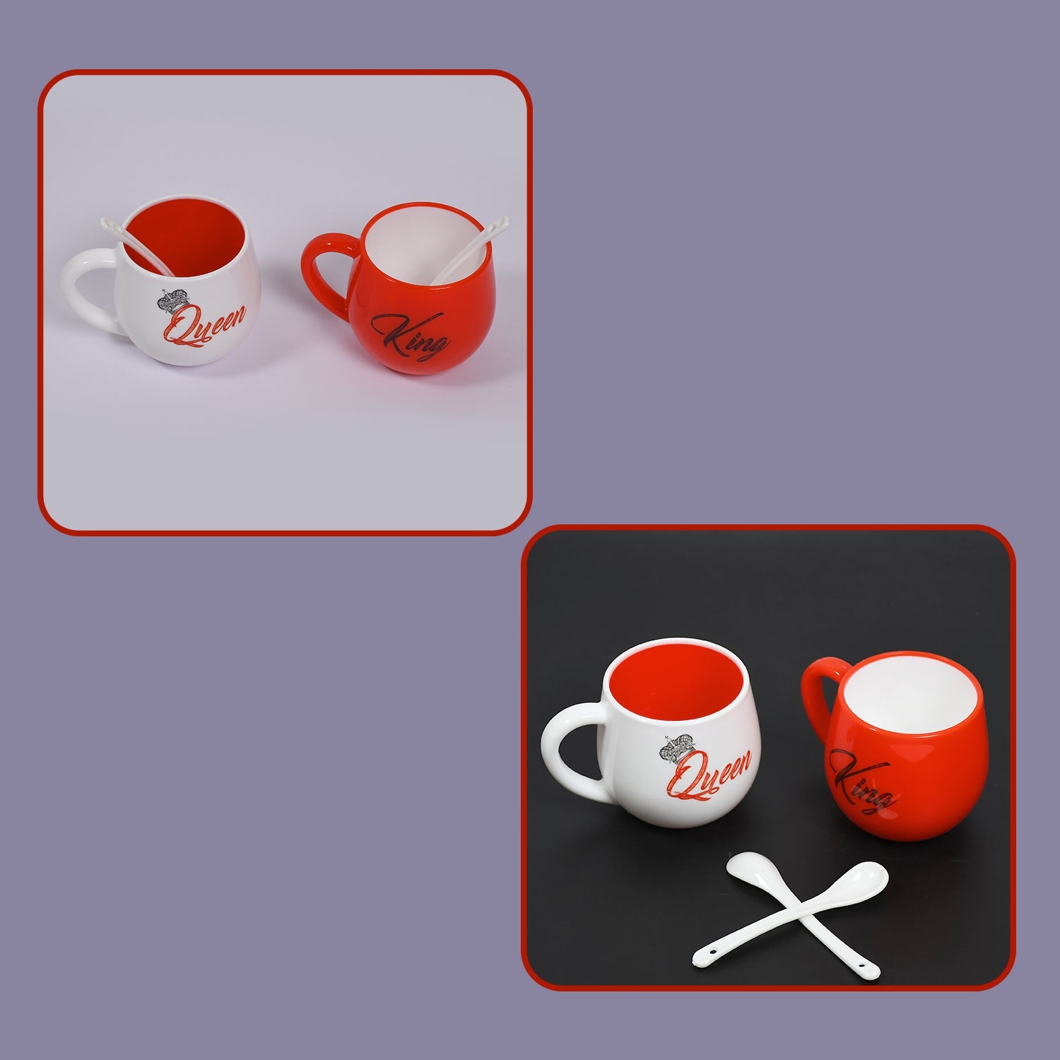 4764 King & Queen Printed Couple Matching Coffee/Tea Plastic Coffee Mug (300ml Set of 2) DeoDap 4764 King & Queen Printed Couple Matching Coffee/Tea Plastic Coffee Mug (300ml Set of 2) DeoDap